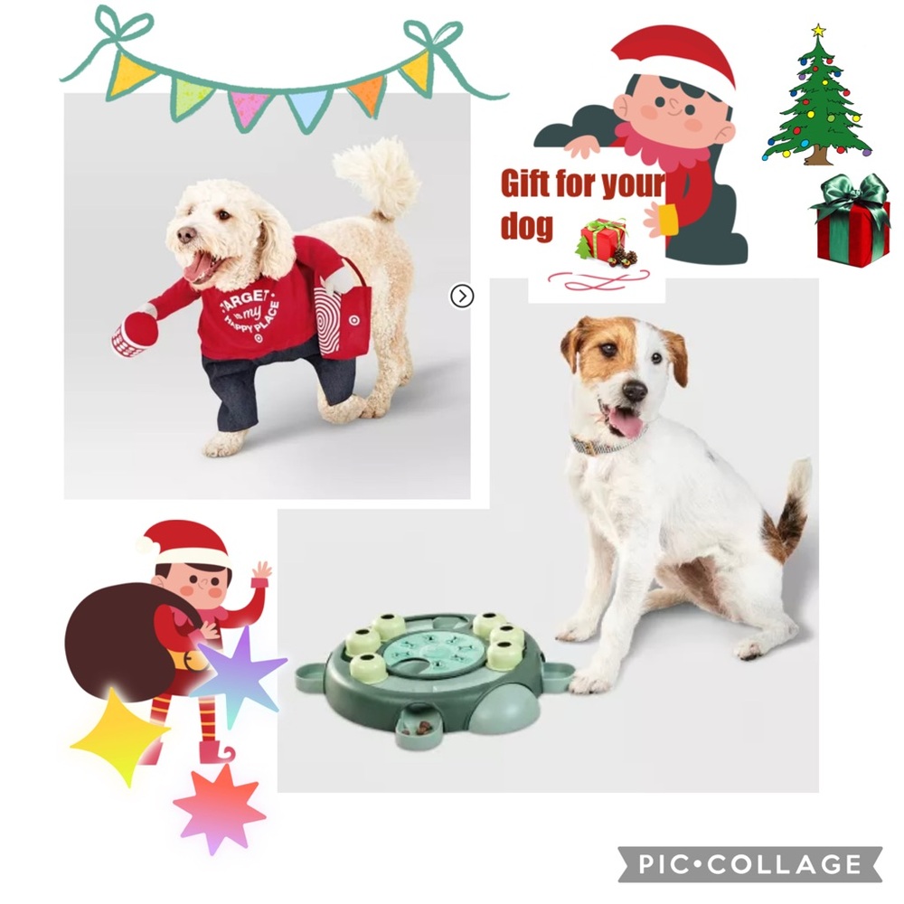 🎄🎁 gift for dog Red Target Dog Sweater large & slow feeding puzzle toy bundles